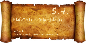 Stánicz Adorján névjegykártya